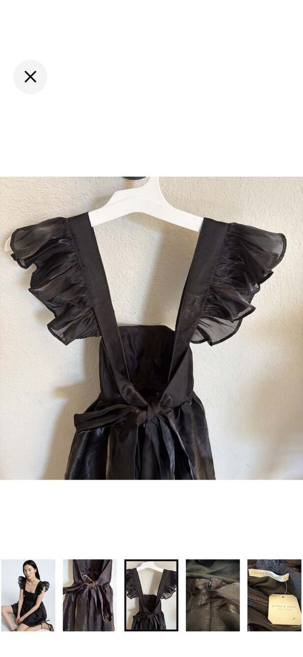 Whimsygoth Babydoll Goth Coquette Ruffle Dress Size M Altar'd State Mable Black - Picture 6 of 12